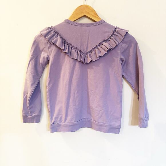 Tea Collection Ruffle Front Sweatshirt sz 7 Purple Long Sleeve Sweatshirt - Picture 4 of 7